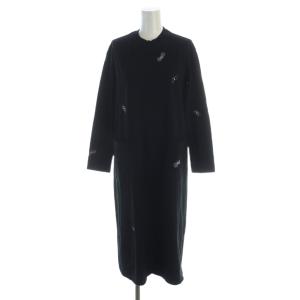 choucho コットンジャージー ロングカットソー ワンピース 長袖 蝶々 ロゴ 36 S 黒 ブラック