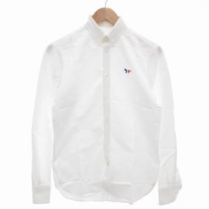 美品 ボタンダウンシャツ BD オックスフォード ワッペン 刺繍 長袖 37 XS 白 ホワイト /AE