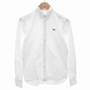 美品 ボタンダウンシャツ BD オックスフォード ワッペン 刺繍 長袖 37 XS 白 ホワイト /AE
