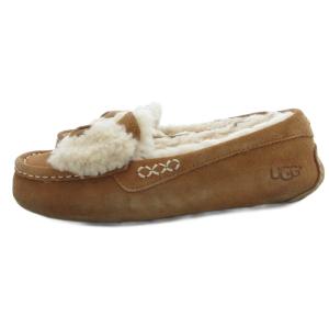 UGG ANSLEY FUR BOW モカシン スリッポン 23cm チェスナット 1019758 /UO