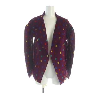 カーディガン 長袖 プリーツ 前開き ドット柄 水玉柄 ロゴ 紫 MI51FO231 /MQ
