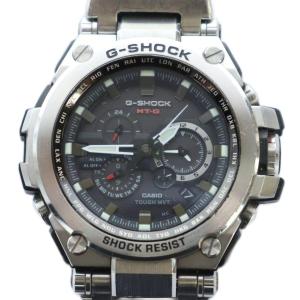 MT-G 腕時計 ウォッチ 電波ソーラー クロノグラフ デイト カレンダー付き 黒文字盤 ロゴ シルバー色