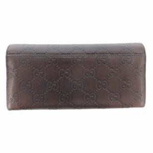 GUCCI 長財布 ウォレット 二つ折り シマレザー ダークブラウン /AE