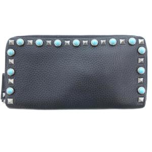 VALENTINO GARAVANI 長財布 ラウンドファスナー レザー スタッズ ブラック /UO