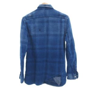 POLO RALPH LAUREN 国内正規 RELAXED FIT ネルシャツ シャドーチェック 長袖 ヴィンテージ加工 S インディゴブルー