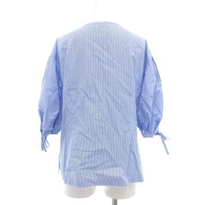 jun ashida ブラウス シャツ ストライプ 五分袖 M ライトブルー系 /UO