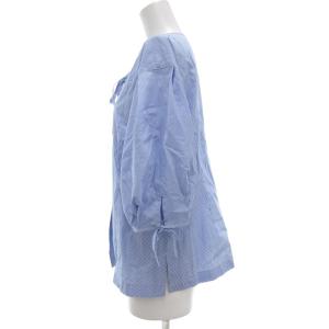 jun ashida ブラウス シャツ ストライプ 五分袖 M ライトブルー系 /UO