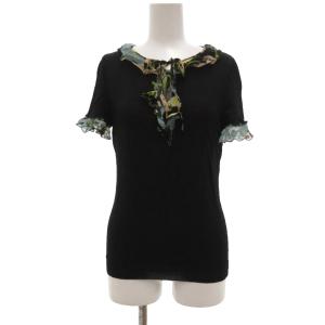 MOSCHINO セットアップ 半袖ニット スカート 花柄 40 42 ブラック /UO