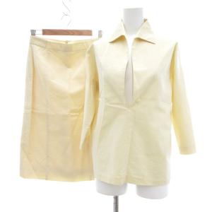 セットアップ シャツ ミディスカート 七分袖 38 クリームイエロー /UO