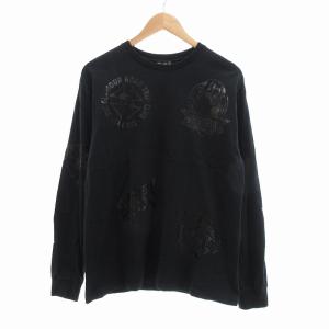 HYS SCRATCH リブ付Tシャツ プリント 長袖 M 黒 ブラック 02183CL08 /UO