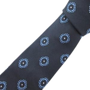 Michael J. Drake 美品 ネクタイ 絹 シルク 小紋柄 ダークグレー系 /UO