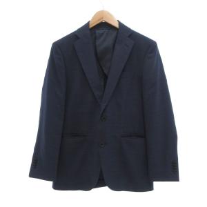 UNIVERSAL LANGUAGE 美品 3ピース スーツ セットアップ ジャケット パンツ ジレ チェック 165cm 6Drop ダークネイビー