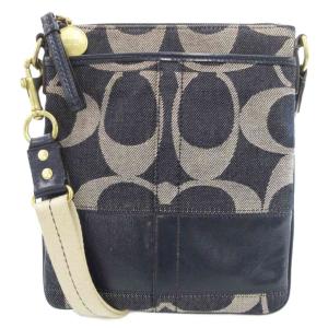 シグネチャー ショルダーバッグ キャンバス 紺 ネイビー 41722 /UO