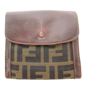 ヴィンテージ 二つ折り財布 ウォレット ズッカ柄 キャンバス レザー 茶 ブラウン /AE