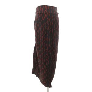 ISABEL MARANT シルクプリント シャーリングスカート ミディ丈 総柄 36 ブラック /UO