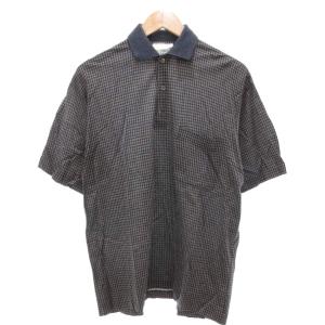 ヴィンテージ ポロシャツ チェック柄 半袖 50 ダークグレー /AE