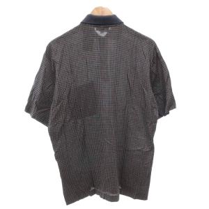 Ermenegildo Zegna ヴィンテージ ポロシャツ チェック柄 半袖 50 ダークグレー /AE