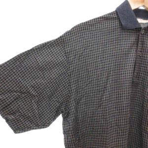 Ermenegildo Zegna ヴィンテージ ポロシャツ チェック柄 半袖 50 ダークグレー /AE