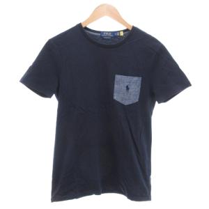 CUSTOM SLIM FIT ポケットTシャツ 半袖 ロゴ刺繍 S 紺 /UO