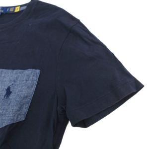 POLO RALPH LAUREN CUSTOM SLIM FIT ポケットTシャツ 半袖 ロゴ刺繍 S 紺 /UO