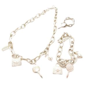 3点セット ネックレス ブレスレット リング シルバーカラー /AE