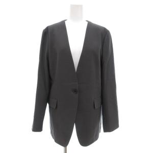 ノーカラージャケット ウール Vネック L グレー系 /UO