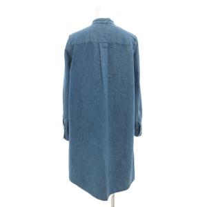 A.P.C. 美品 デニムシャツワンピース バンドカラー ひざ丈 長袖 36 インディゴブルー /AE