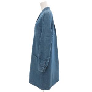 A.P.C. 美品 デニムシャツワンピース バンドカラー ひざ丈 長袖 36 インディゴブルー /AE