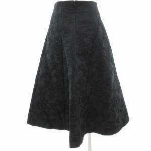 フラワージャガードスカート フレア ロング 0 黒 /UO