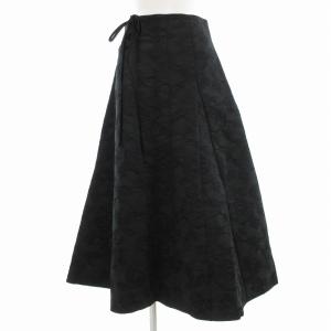 leur logette フラワージャガードスカート フレア ロング 0 黒 /UO