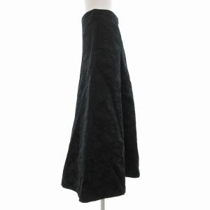 leur logette フラワージャガードスカート フレア ロング 0 黒 /UO