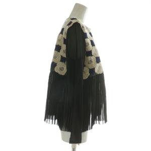 mina perhonen Rosas ブラウス シルク シースルー プリーツ 花柄 刺繍 38 ブラック ベージュ