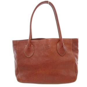 トートバッグ 工具ロゴ レザー 茶 ブラウン /AE