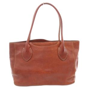 genten トートバッグ 工具ロゴ レザー 茶 ブラウン /AE