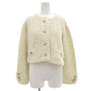 美品 23AW ラメツイードカーディガン ニット クロップド丈 長袖 F アイボリー SWNT234200