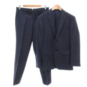 BLUE WORK セットアップ スーツ テーラードジャケット パンツ スラックス ウール 44 紺 ネイビー
