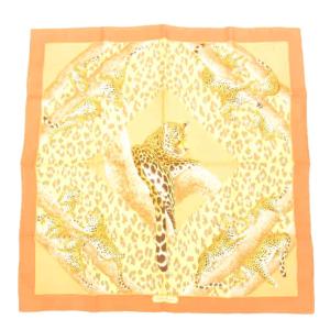 スカーフ 絹 シルク ヒョウ柄 アニマルプリント マルチカラー /UO