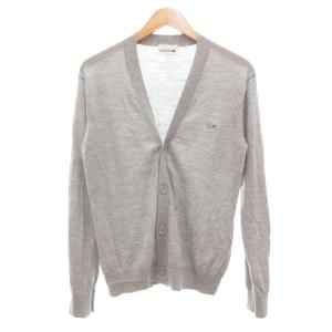 ウォッシャブルウールVネックニットカーディガン 長袖 ロゴワッペン M グレー /UO