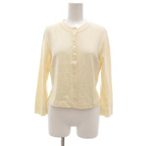 36249 クルーネック カーディガン ウール 38 イエローベージュ系