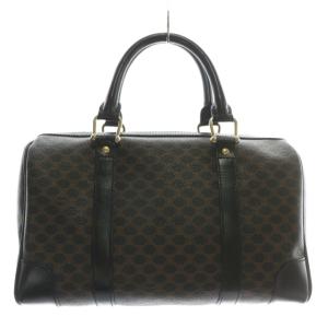 CELINE ミニボストンバッグ マカダム柄 ブラウン ブラック