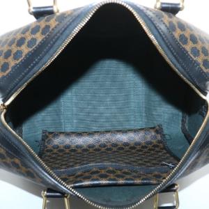 CELINE ミニボストンバッグ マカダム柄 ブラウン ブラック