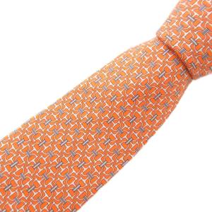 ネクタイ レギュラー シルク シェーヌダンクル 総柄 オレンジ /UO