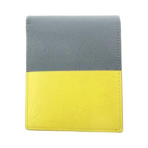 財布 二つ折り バイカラー レザー カーキ系 /UO