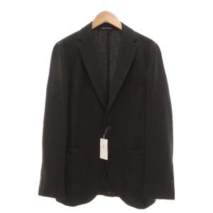 タグ付き ET ツイードライク 2B RG 2PP ジャケット リネン混 千鳥格子柄 50 ダークブラウン