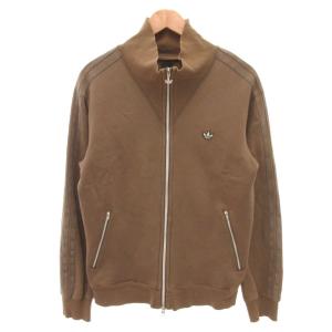 トラックジャケット ブルゾン ロゴ ジップアップ トレフォイル 裏起毛 L 茶 ブラウン /FF