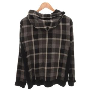 BLACK LABEL CRESTBRIDGE パーカー フーディ ジップアップ チェック柄 長袖 L 黒 ブラック /FF
