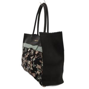 TOCCA トートバッグ 手提げ レザー リボン ロゴ 花刺繍 黒 ブラック /FF