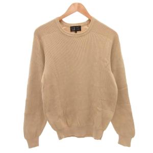 ニット セーター クルーネック コットン 長袖 M ベージュ /FF