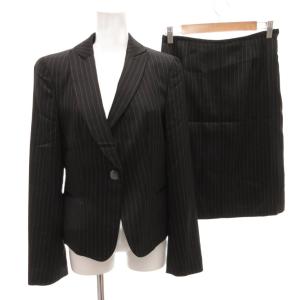 スーツ セットアップ ジャケット スカート ストライプ 40 黒 ブラック /FF