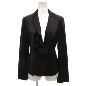 ARMANI COLLEZIONI スーツ セットアップ ジャケット スカート バラデザイン 光沢 ひざ丈 40 黒 ブラック /FF AA